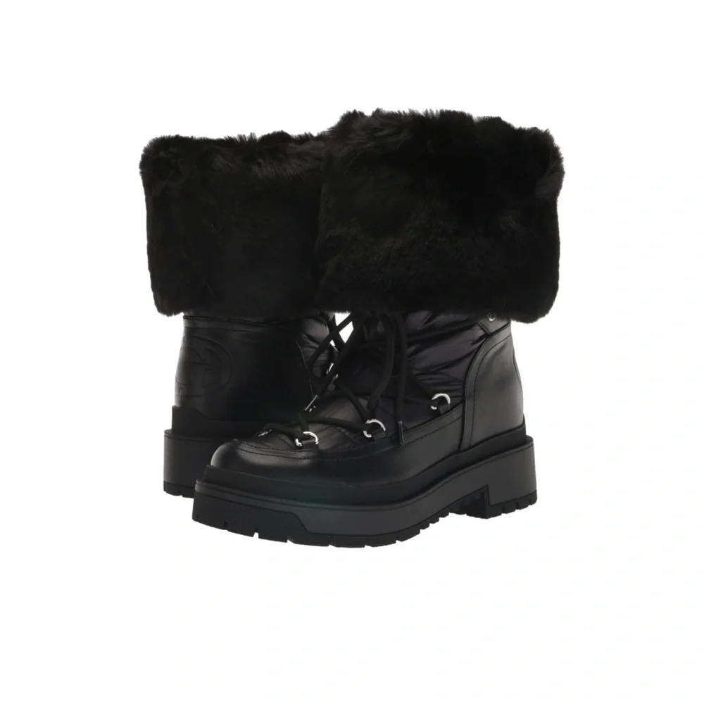 GUESS Women’s Larya Faux Fur Puffer Winter Black Boots Size 9.5 NEW